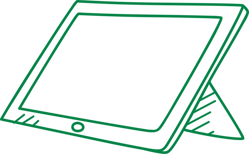 Kinder digital begleiten - gezeichnetes Tablet-Symbol