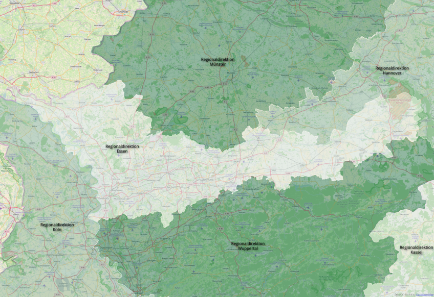 Karte der Regionaldirektion Essen