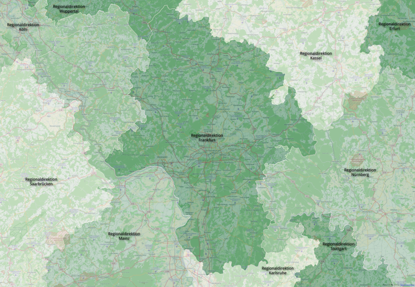 Karte der Regionaldirektion Frankfurt