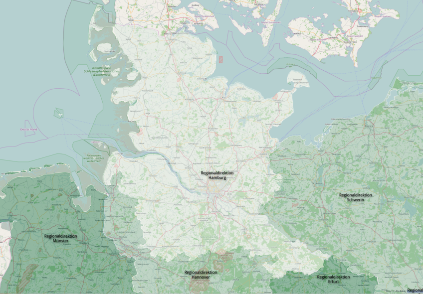 Karte der Regionaldirektion Hamburg