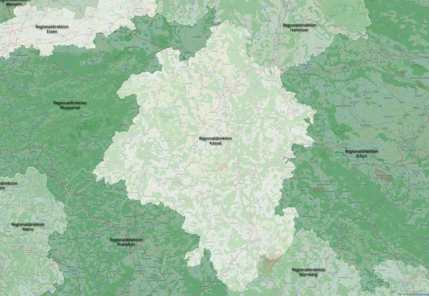 Karte der Regionaldirektion Kassel