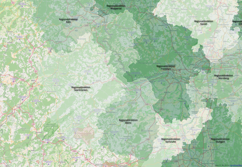 Karte der Regionaldirektion Mainz