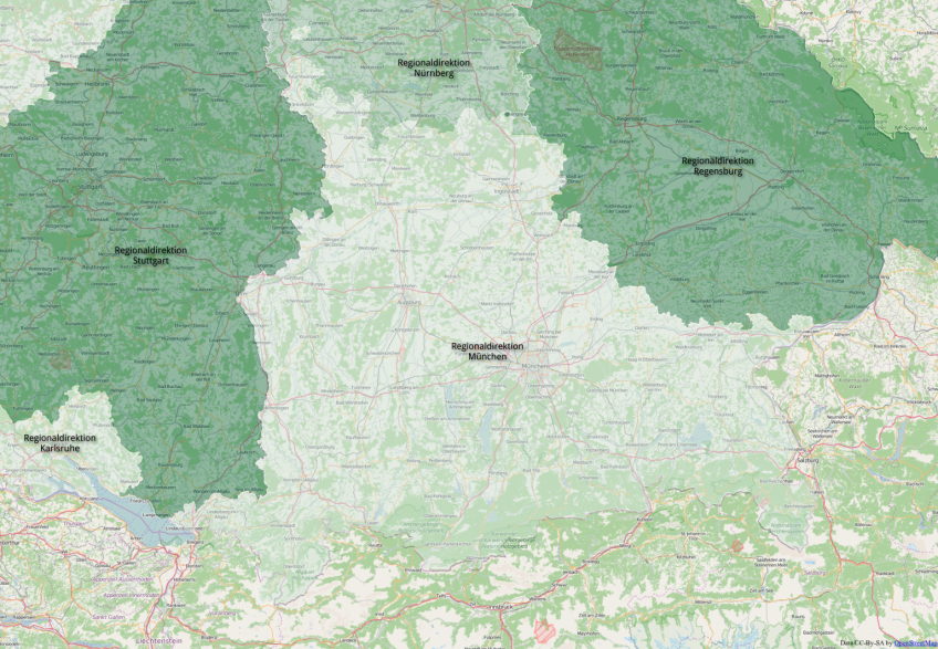 Karte der Regionaldirektion München