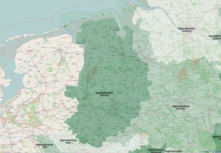 Karte der Regionaldirektion Münster