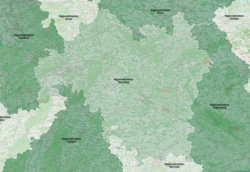 Karte der Regionaldirektion Nürnberg