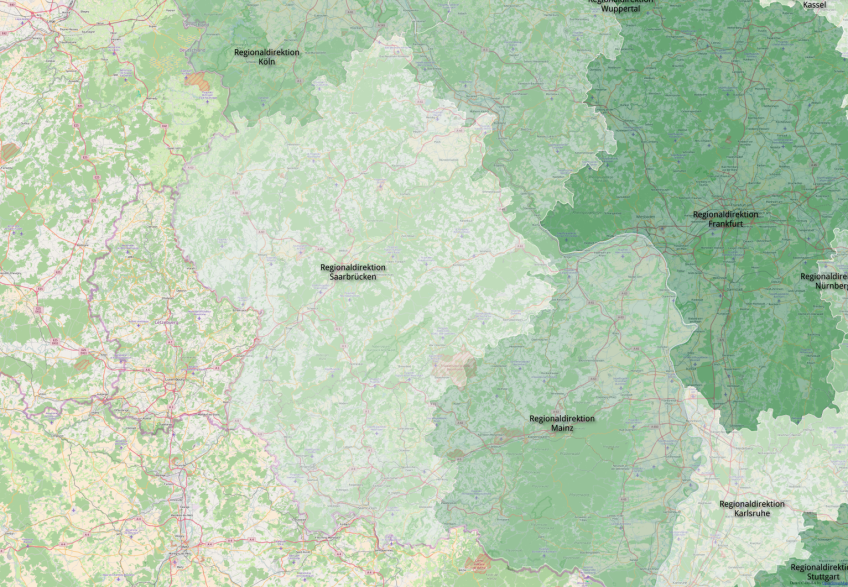 Karte der Regionaldirektion Saarbrücken