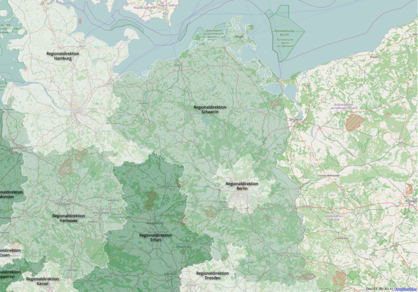 Karte der Regionaldirektion Schwerin