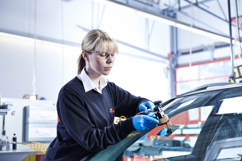 Pressemitteilung Reparatur für die Natur - Frau repariert Autoscheibe