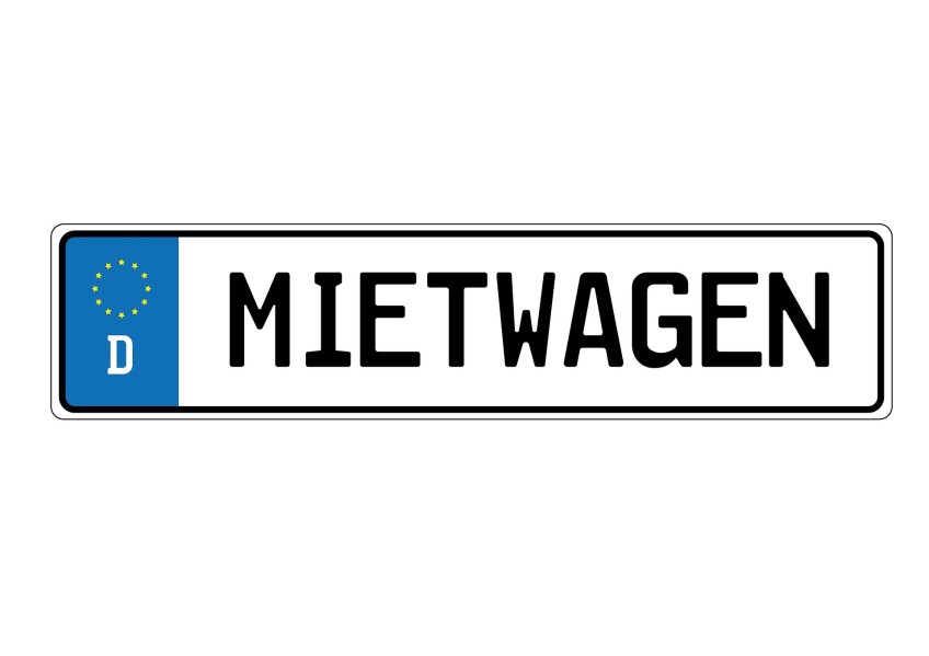 Pressemitteilung Kfz-Mietwagenservice - Kennzeichen mit Aufschrift Mietwagen 